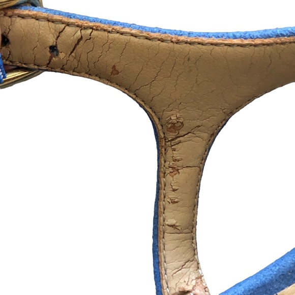 Talbots Blue Murano Suede Leather Thong Tassel Sandals Size 5.5M ***SELL AS IS** - Picture 10 of 12